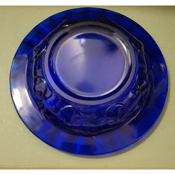 Cobalt New Martinsville Moondrop Vintage Shallow Bowl Butter Dish Bottom 1930s-4 - Picture 2 of 9